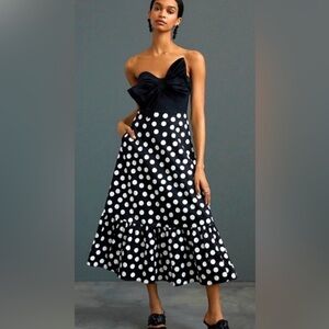 Hutch Black and White Strapless Polka Dot Dress